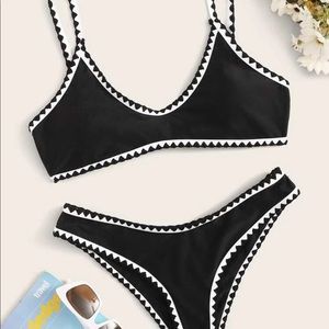 Contrast Binding Tie Back Bikini